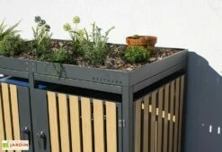 Cache Poubelle Extérieur Double Acier Imitation Bois – 2x 240 Litres 11 Cache Poubelle Extérieur Double Acier Imitation Bois – 2x 240 Litres -MON AMENAGEMENT JARDIN Soldes plantes abri poubelle westmann wmhhwtc 62