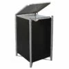 Cache-poubelle Simple En Acier Et Composite Aluminium 60 X 63 X 115 Cm -MON AMENAGEMENT JARDIN Soldes poubelle exterieur acier aluminium noir