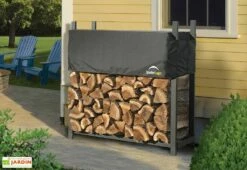 Range-Bûches En Acier Epoxy + Bâche De Protection 0,5 M³ 7 Range-Bûches En Acier Epoxy + Bâche De Protection 0,5 M³ -MON AMENAGEMENT JARDIN Soldes range buche acier epoxy bache protection 120cm 1