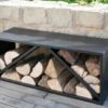 Range-Bûches Extérieur En Acier 104 X 34 X 40 Cm -MON AMENAGEMENT JARDIN Soldes range buches exterieur acier