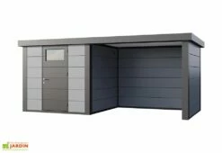 Abri De Jardin En Métal Avec Auvent Lounge – 12,5 M² 13 Abri De Jardin En Métal Avec Auvent Lounge – 12,5 M² -MON AMENAGEMENT JARDIN Soldes remise jardin auvent droite lounge gris