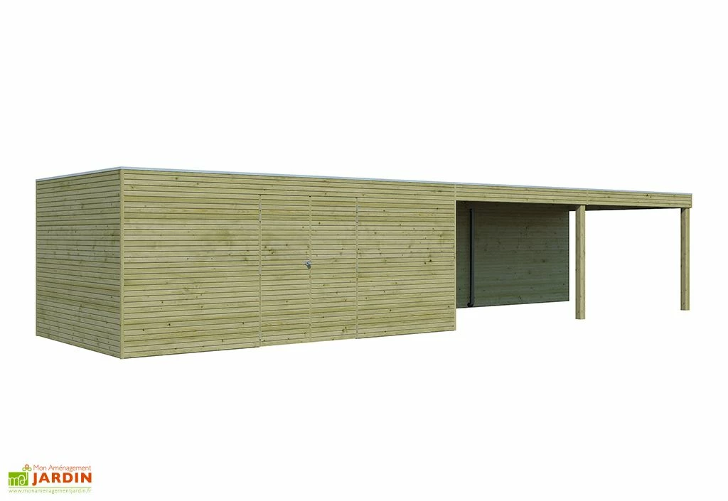 Abri De Jardin En Bois Traité Autoclave Et Auvent - 28 Mm 4 Abri De Jardin En Bois Traité Autoclave Et Auvent - 28 Mm – Image 2