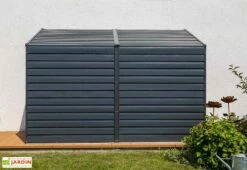 Armoire De Jardin En Acier Galvanisé 124 X 295 Cm -MON AMENAGEMENT JARDIN Soldes remise jardin metal anthracite 1
