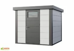 Abri De Jardin En Métal Eleganto – 5,7 M² -MON AMENAGEMENT JARDIN Soldes remise jardin metal eleganto 2424 gris blanc