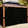 Rideaux En Polyester Noir Pour Pergola Fontana Sojag 10 M² -MON AMENAGEMENT JARDIN Soldes rideaux pergola aluminium effet bois fontana sojag