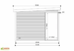 Solid Abri De Jardin En Bois D’épicéa Brut Avec Baie Vitrée - Seda 9,22 M² -MON AMENAGEMENT JARDIN Soldes schema abri jardin bois seda