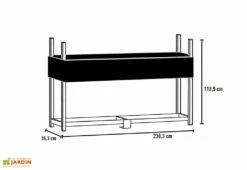 Bûcher En Acier Inoxydable + Bâche En Polyester 240 X 36 X 118 Cm -MON AMENAGEMENT JARDIN Soldes schema bucher acier