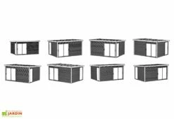 Solid Abri De Jardin En Bois D’épicéa Brut Avec Auvent - Tavira 24,17 M² -MON AMENAGEMENT JARDIN Soldes schema configuration studio jardin solid tavira