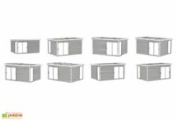 Solid Abri De Jardin En Bois D’épicéa Brut Avec Baie Vitrée - Faro 12,25 M² -MON AMENAGEMENT JARDIN Soldes schema configurations studio jardin faro