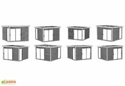 Solid Abri De Jardin En Bois D’épicéa Brut Avec Auvent - Sagres 21,14 M² -MON AMENAGEMENT JARDIN Soldes schema configurations studio jardin solid sagres