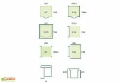 Abri De Jardin En Bois D’épicéa Brut Avec Auvent - 20,1 M² 7 Abri De Jardin En Bois D’épicéa Brut Avec Auvent - 20,1 M² -MON AMENAGEMENT JARDIN Soldes schema dimensions abri jardin auvent 20m2 gardenas