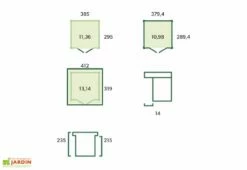 Abri De Jardin En Bois D’épicéa Brut Et Profilés En Aluminium - 11,3 M² -MON AMENAGEMENT JARDIN Soldes schema dimensions abri jardin bois 11m2