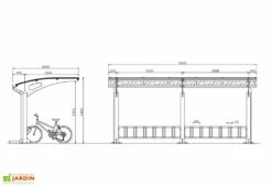 Abri à Vélos Pour Collectivités En Acier Galvanisé Et Polycarbonate Larus -MON AMENAGEMENT JARDIN Soldes schema dimensions abri velo acier larus