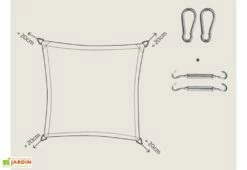 Nesling Voile D’ombrage Carré En Polyéthylène Coolfit – 5 M -MON AMENAGEMENT JARDIN Soldes schema montage toile carre 1