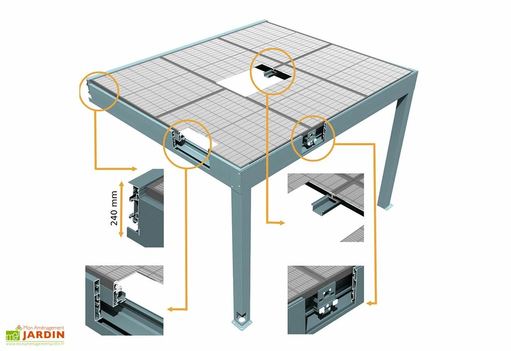 Pergola Photovoltaïque En Aluminium Heliolite Anthracite – 24,4 M² 4 Pergola Photovoltaïque En Aluminium Heliolite Anthracite – 24,4 M² – Image 2