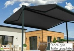 Store Banne Double Pente Avec Coffre – Enargite 4 X 6 M Motorisé 10 Store Banne Double Pente Avec Coffre – Enargite 4 X 6 M Motorisé -MON AMENAGEMENT JARDIN Soldes store double pente alu anthracite toile graphite 1