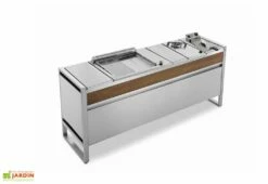Table De Cuisson En Inox Avec Plancha à Gaz + Feu à Gaz + Friteuse Oasi 205C