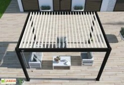 Pergola Bioclimatique Ombréa En Aluminium 3 X 4 M Autoportée - Noir Charbon -MON AMENAGEMENT JARDIN Soldes toiture lames orientables pergola bioclimatique ombrea 15 728288