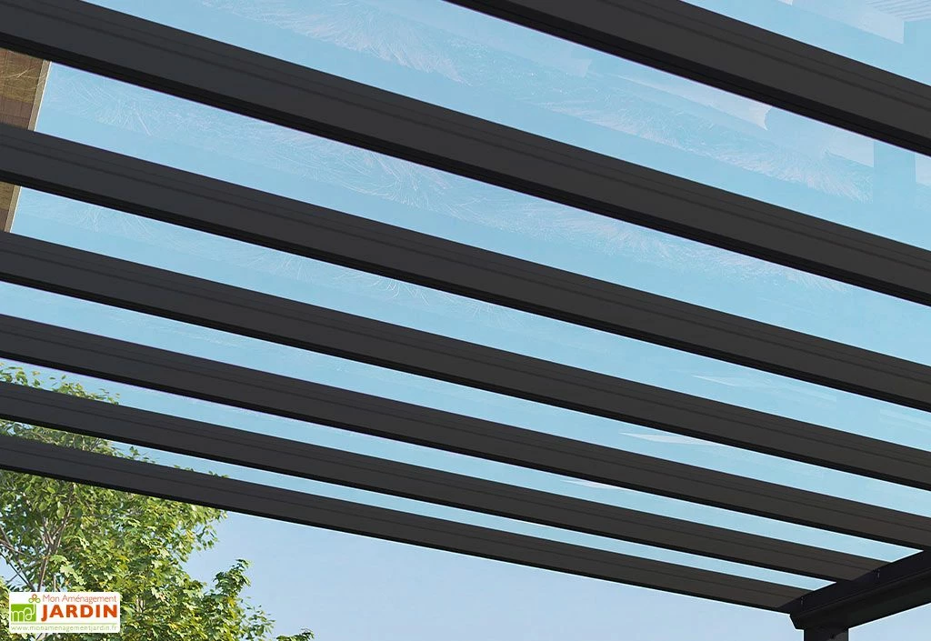 Pergola Adossée Aluminium Gris Et Polycarbonate - Stockholm 3,4 M + Stores 7 Pergola Adossée Aluminium Gris Et Polycarbonate - Stockholm 3,4 M + Stores – Image 5
