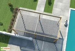 Pergola Bioclimatique Ombréa En Aluminium 3 X 6 M Autoportée - Imitation Bois -MON AMENAGEMENT JARDIN Soldes toiture pergola bioclimatique 3x6m ombrea 15 712324