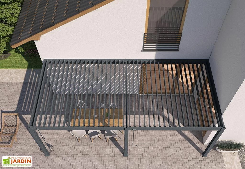 Pergola Bioclimatique Ombréa En Aluminium 3 X 6 M Adossée - Anthracite 8 Pergola Bioclimatique Ombréa En Aluminium 3 X 6 M Adossée - Anthracite – Image 6