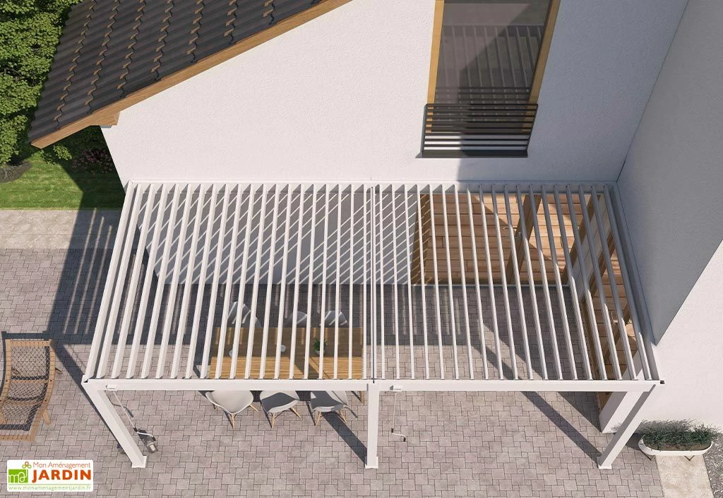 Pergola Bioclimatique Ombréa En Aluminium 3 X 6 M Adossée - Blanche 5 Pergola Bioclimatique Ombréa En Aluminium 3 X 6 M Adossée - Blanche – Image 3