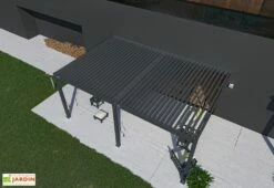 Pergola Bioclimatique Ombréa En Aluminium 4 X 6 M Adossée - Anthracite -MON AMENAGEMENT JARDIN Soldes toiture pergola bioclimatique adossee 4x6 ombrea 15 729360