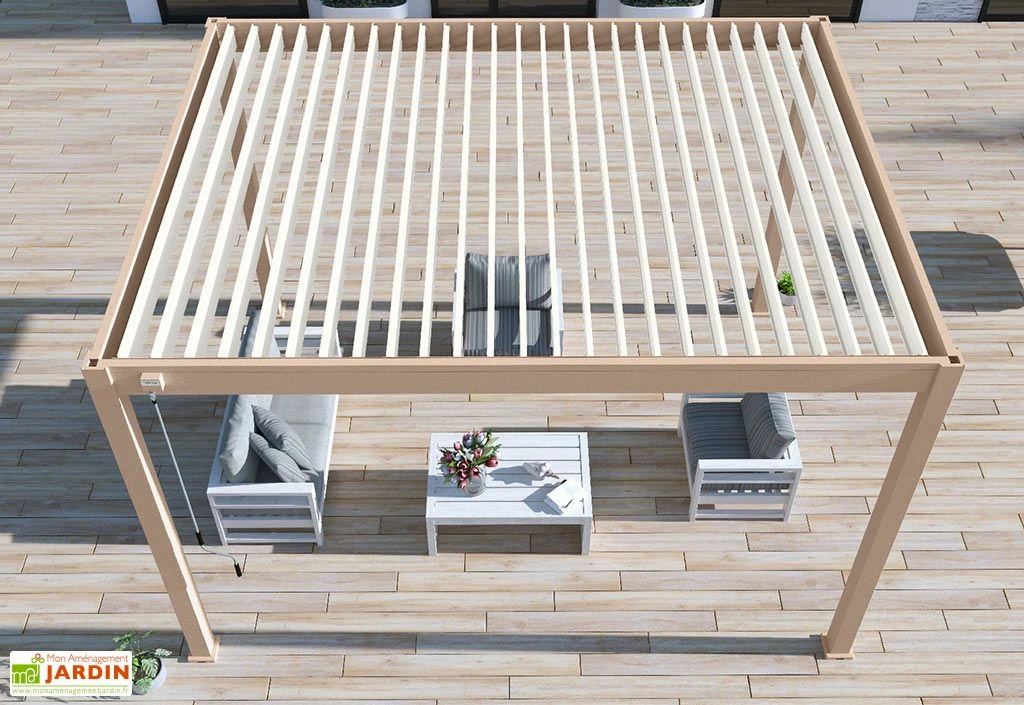 Pergola Bioclimatique Ombréa En Aluminium 3 X 4 M Autoportée - Beige Agathe 6 Pergola Bioclimatique Ombréa En Aluminium 3 X 4 M Autoportée - Beige Agathe – Image 4