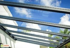 Pergola Aluminium Gris Et Polycarbonate - Stockholm | Palram – Canopia -MON AMENAGEMENT JARDIN Soldes toiture polycarbonate pergola stockholm canopia palram