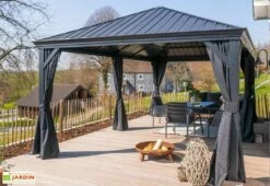 Tonnelle En Aluminium Autoportée 6 X 3,5 M Avec Toiture Acier - Marsala -MON AMENAGEMENT JARDIN Soldes tonnelle aluminium sojag sj09700 6x4m