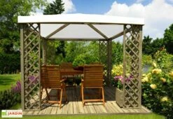 Tonnelle De Jardin En Bois Autoclave Et Toile PVC – Fox 9 M²
