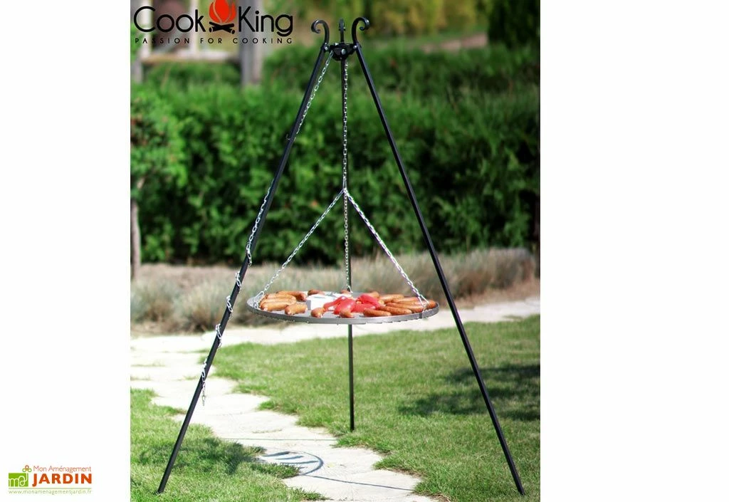 Trépied 180 Cm Et Grille De Cuisson Ronde Acier Brut Pour Braséro 4 Trépied 180 Cm Et Grille De Cuisson Ronde Acier Brut Pour Braséro – Image 2