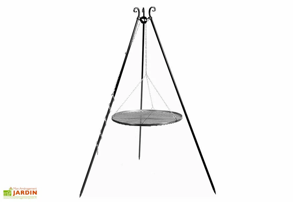 Trépied 180 Cm Et Grille De Cuisson Ronde Acier Brut Pour Braséro 3 Trépied 180 Cm Et Grille De Cuisson Ronde Acier Brut Pour Braséro