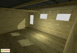 Abri De Jardin En Bois De Pin Traité Avec Auvent Et Plancher – 32,3 M² -MON AMENAGEMENT JARDIN Soldes vue interieur abri jardin bois avec plancher